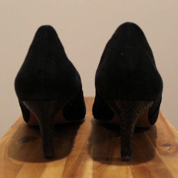 Franco Sarto Black Suede Heels - Sz 9 - Picture 4 of 6
